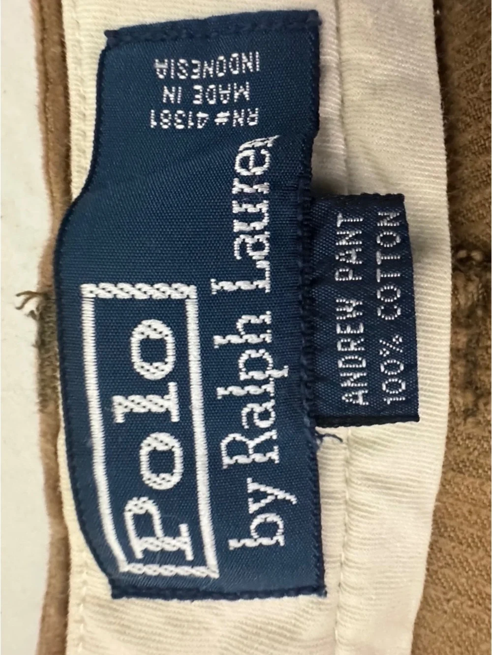 Polo Ralph Lauren Andrew Pants 40x30 Brown Corduroy Pleated Cuffed Cotton